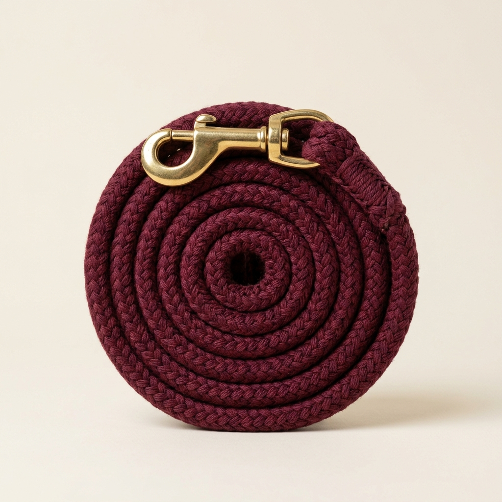 Bordeaux cotton lead rope with brass snap