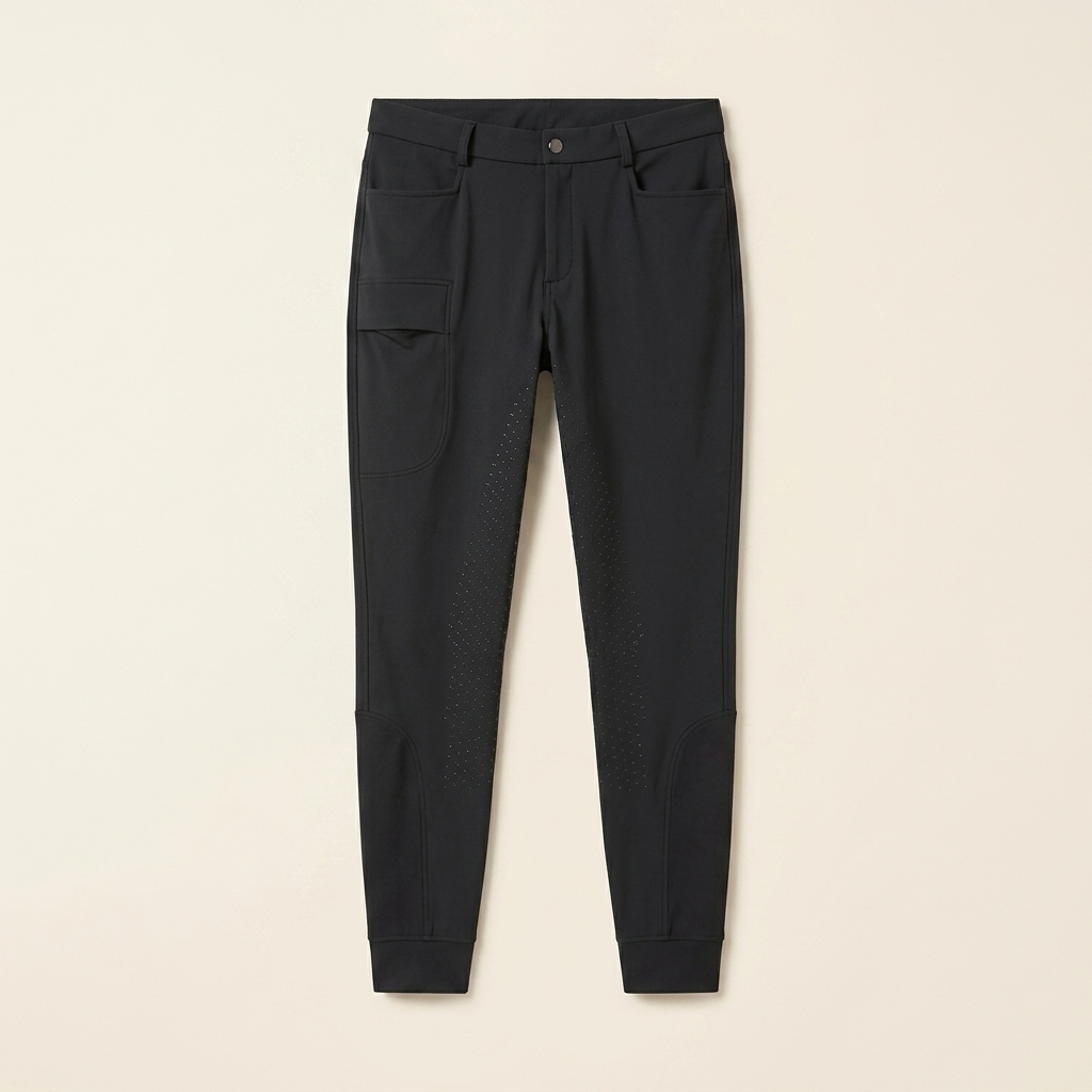 Men's riding breeches black studio product shot