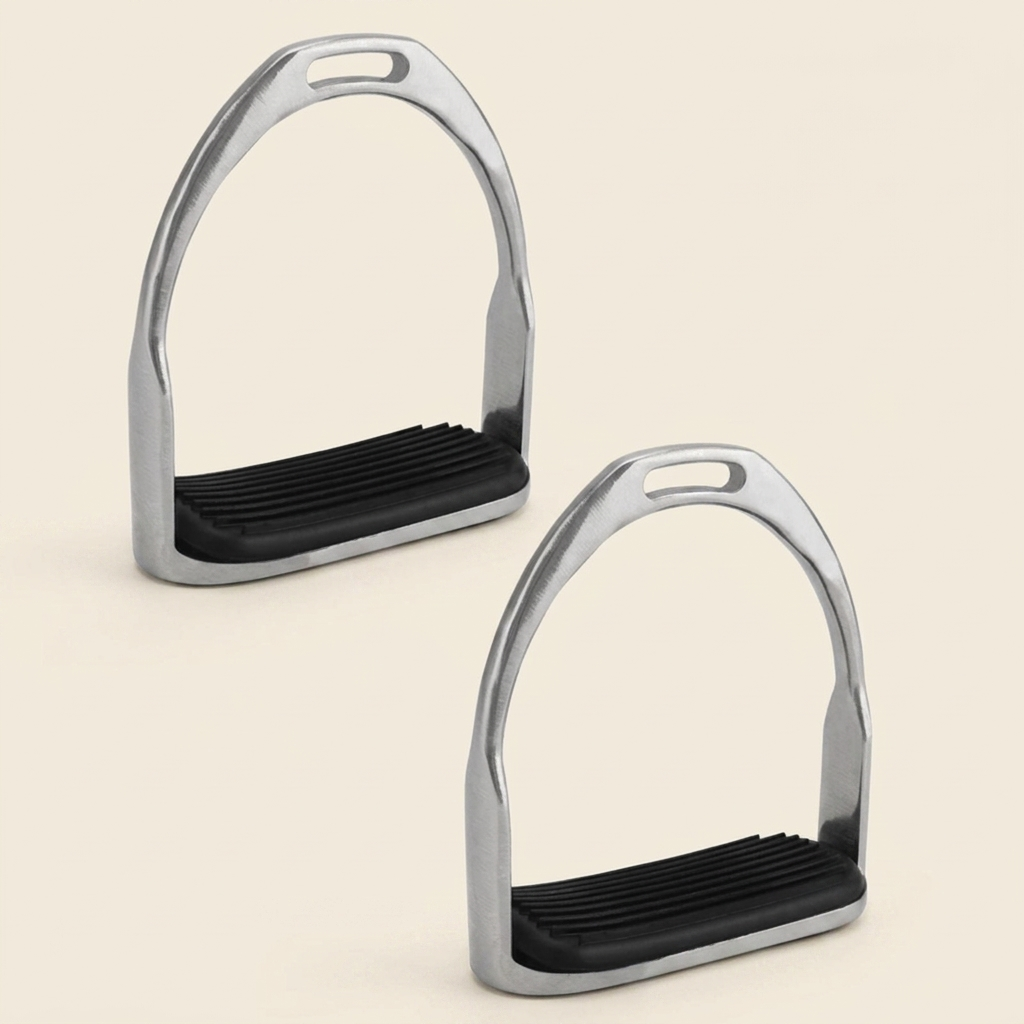Flexible safety riding stirrups pair studio product shot