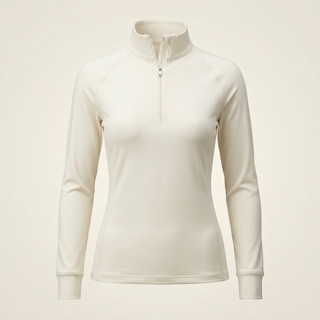 Ivory technical equestrian base layer with quarter zip