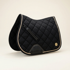 Black quilted all-purpose saddle pad with champagne piping