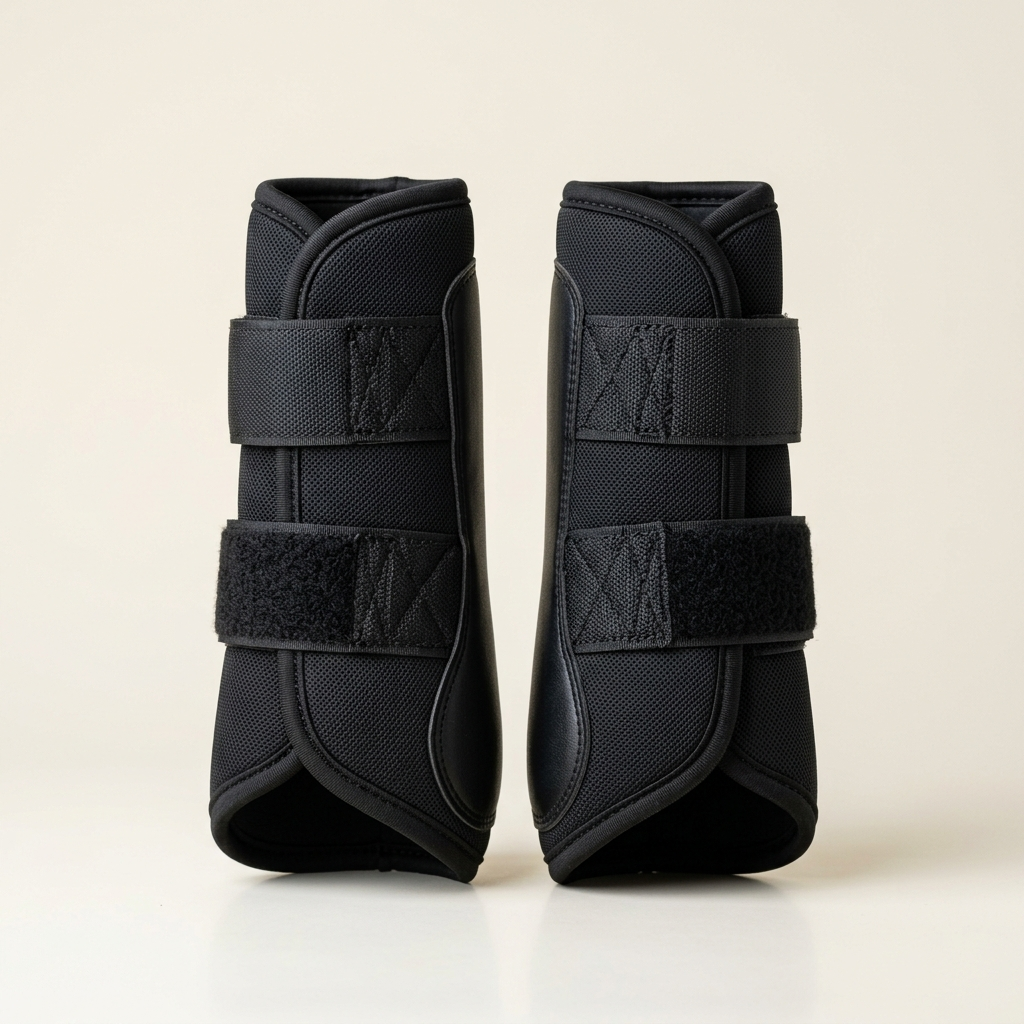Pair of black neoprene horse brushing boots
