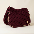 Bordeaux quilted dressage saddle pad with champagne piping