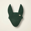 Forest green crochet fly veil ear bonnet for horses