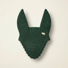 Forest green crochet fly veil ear bonnet for horses