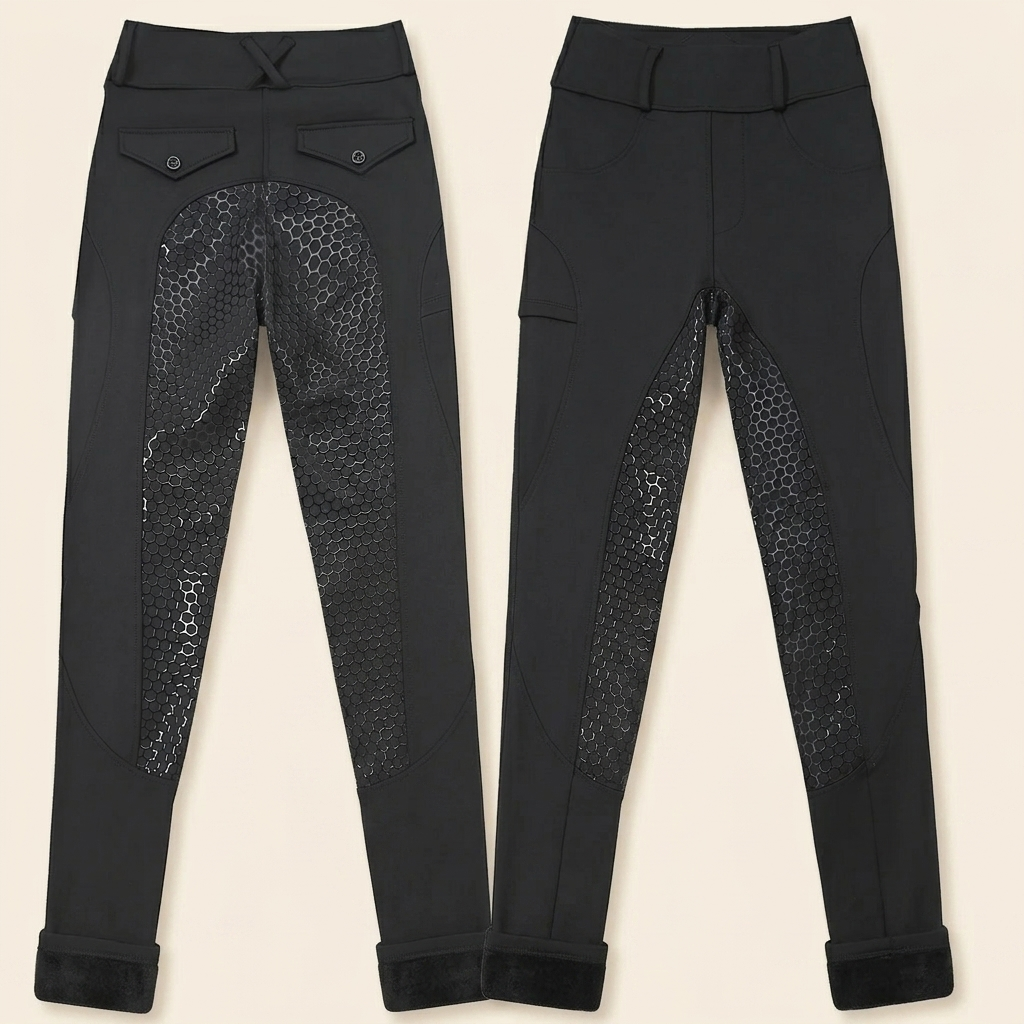 Winter thermal riding tights black studio product shot