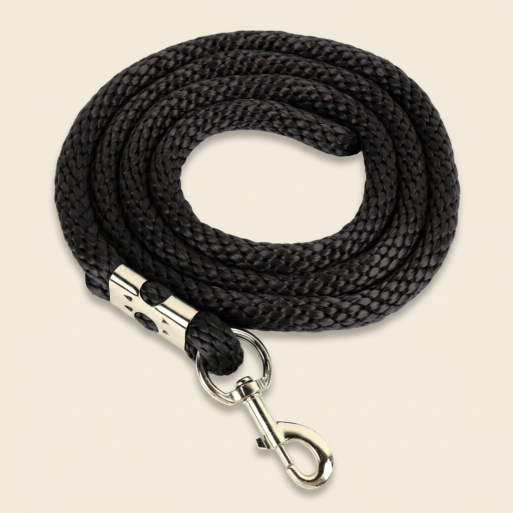 Heavy duty horse lead line black studio product shot