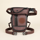 Equestrian leg bag canvas brown studio product shot