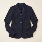 Women's competition riding shirt navy studio product shot