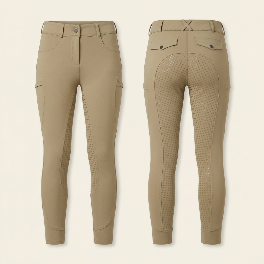 Women's riding leggings khaki studio product shot