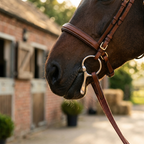 Full cheek snaffle bit fitted on horse bridle