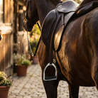Safety riding stirrups on a saddle flap