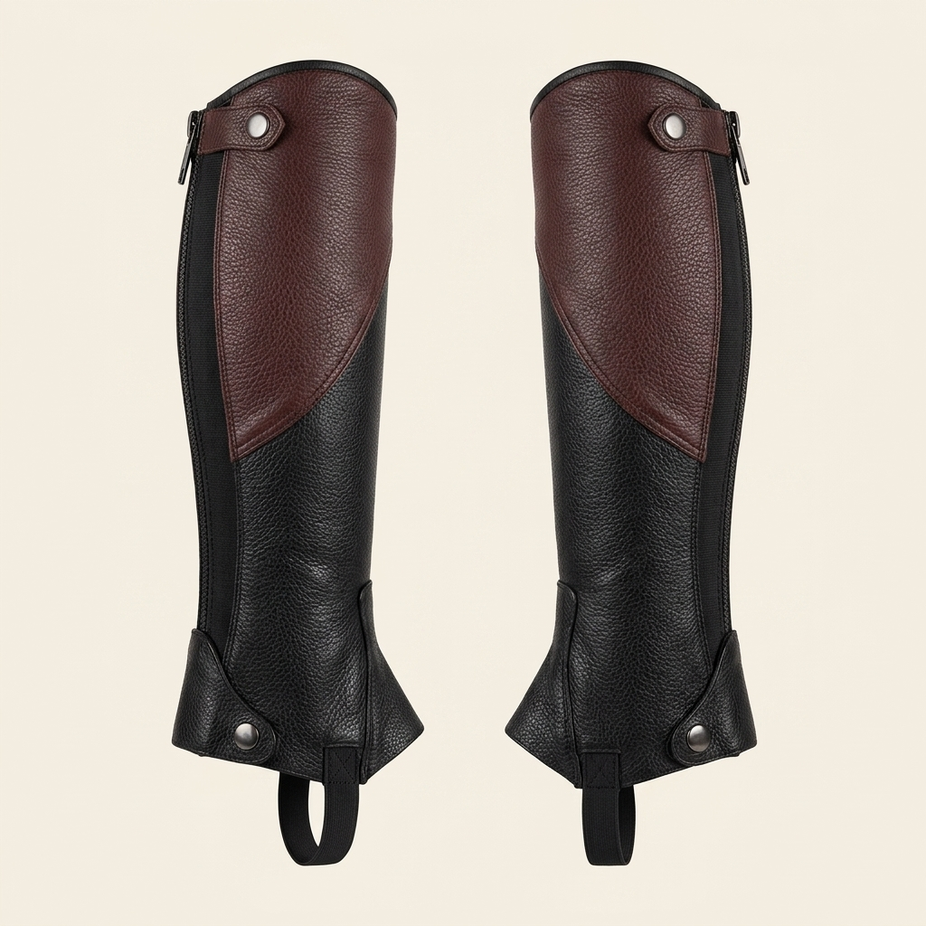 Leather half chaps studio product shot