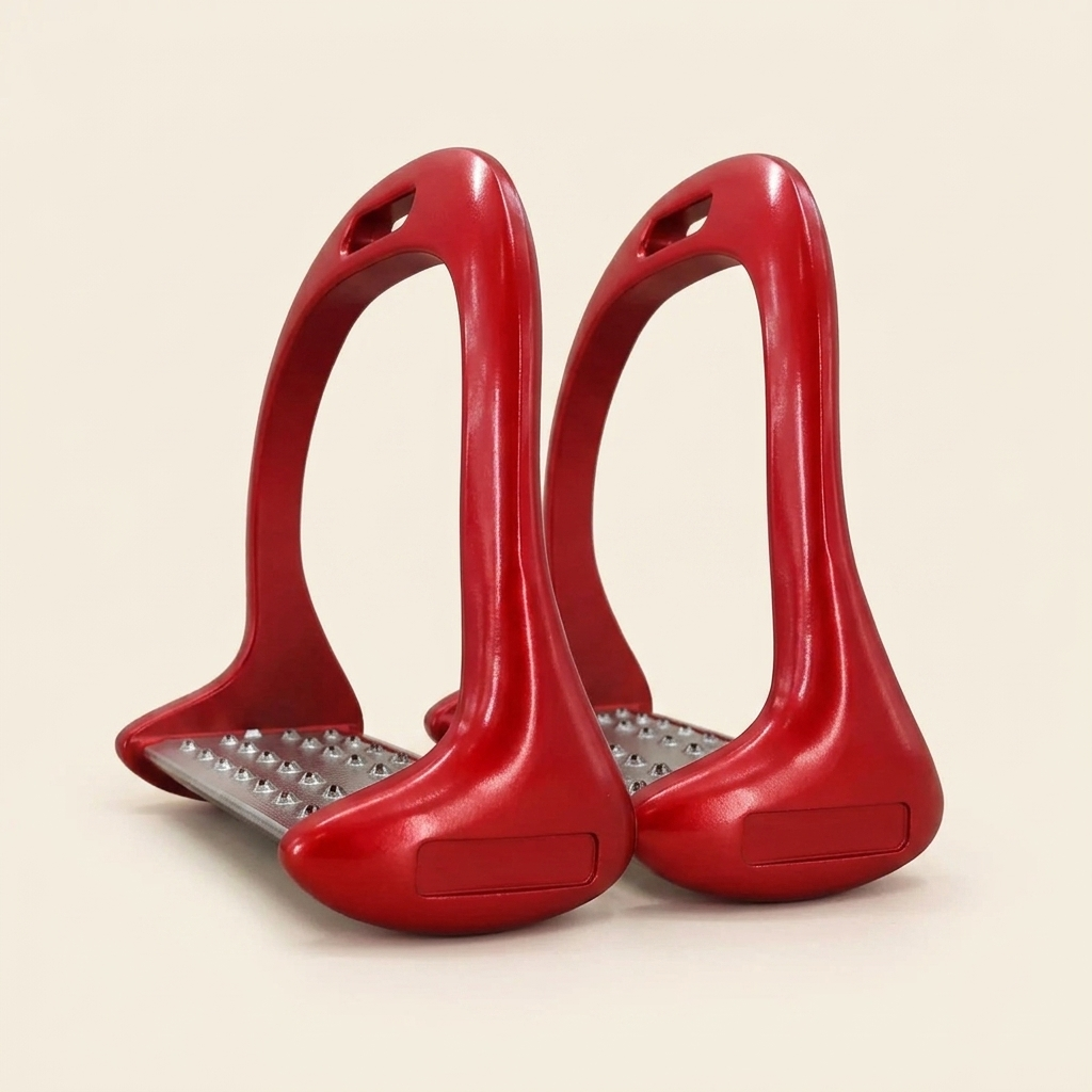Lightweight aluminium safety stirrups pair studio product shot