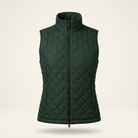 Forest green quilted equestrian gilet with high collar
