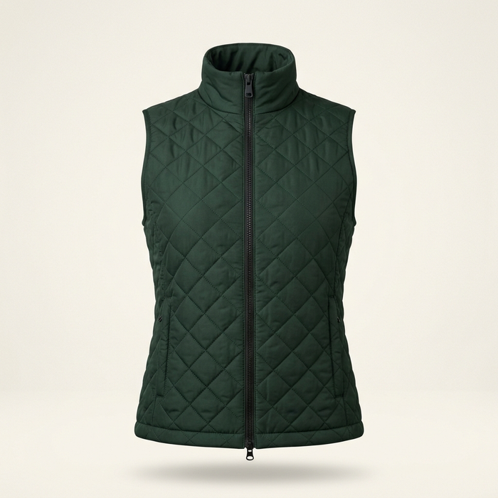 Women's Quilted Riding Vest Gilet | Forest Green