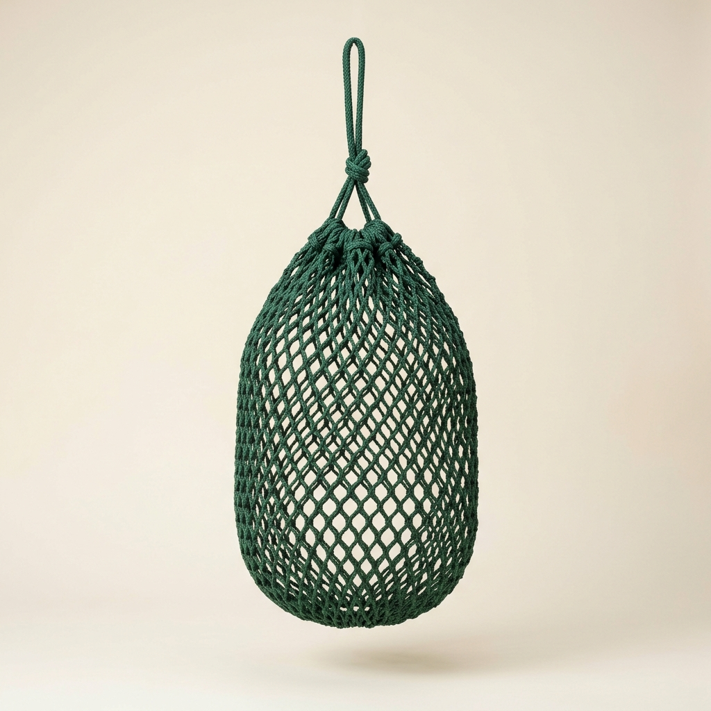 Forest green slow feed hay net