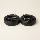 Pair of black leather stirrup leathers with stainless buckles